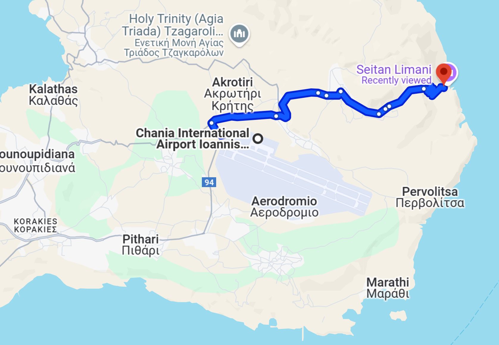 chania-airport-seitan-limania-by-car